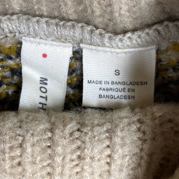 Anthropologie Moth Georgia Leopard Animal Turtleneck Sweater Tan Black Sz Small - Picture 7 of 8
